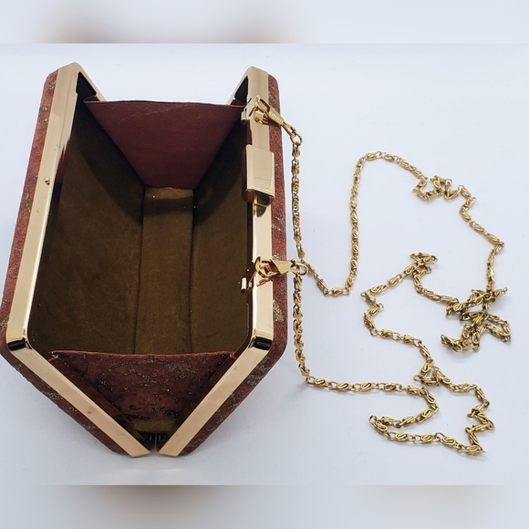 Leather hard shell minaudiere evening bag. Genuine leather - Picture 5 of 5